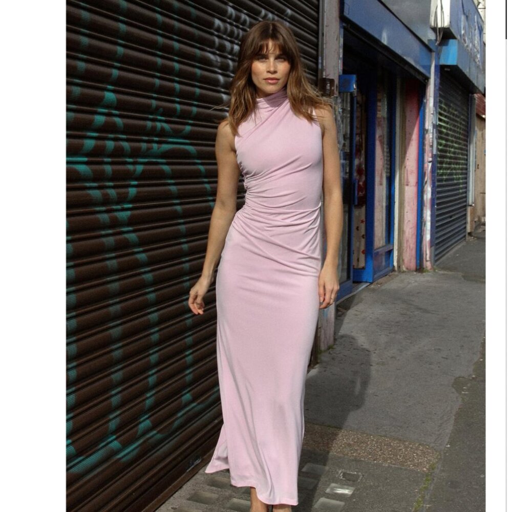 ZARA Draped Midi Dress - Pink - Medium - NWT